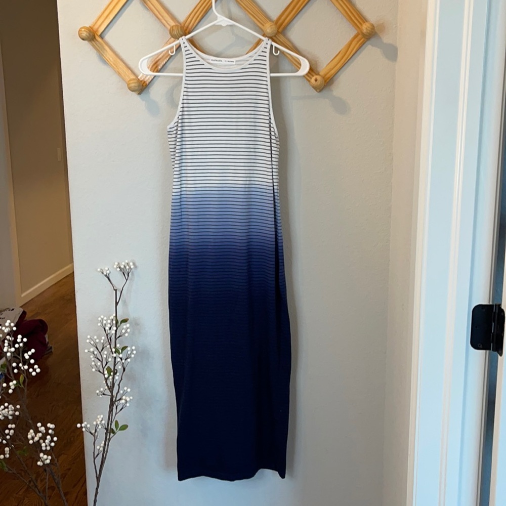 Athleta Ombre Tank Dress White Navy Women's XS